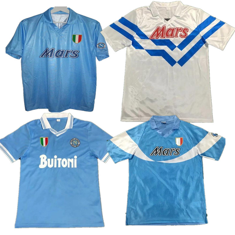 

Top Quality 1986 1987 1988 1989 1991 1992 1993 87/88/89 Men Retro Mertens Lozano Insigne Maradona Naples Shirt, White;black