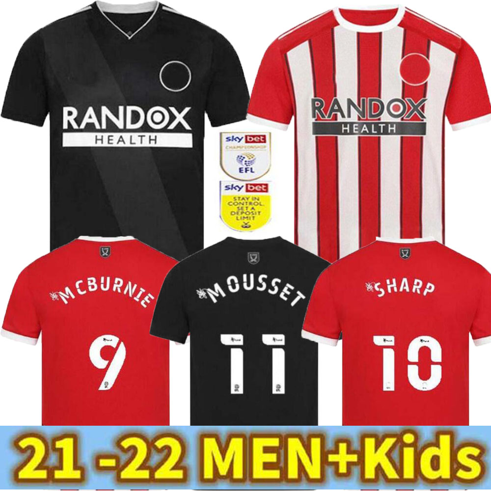 

21 22 Sufc Soccer Jerseys Mousset Home AwaySheffield Kits McBurnie United 2021 2022 Lundstram Fleck Norwood Men Equipment Football Team, 21/22 away