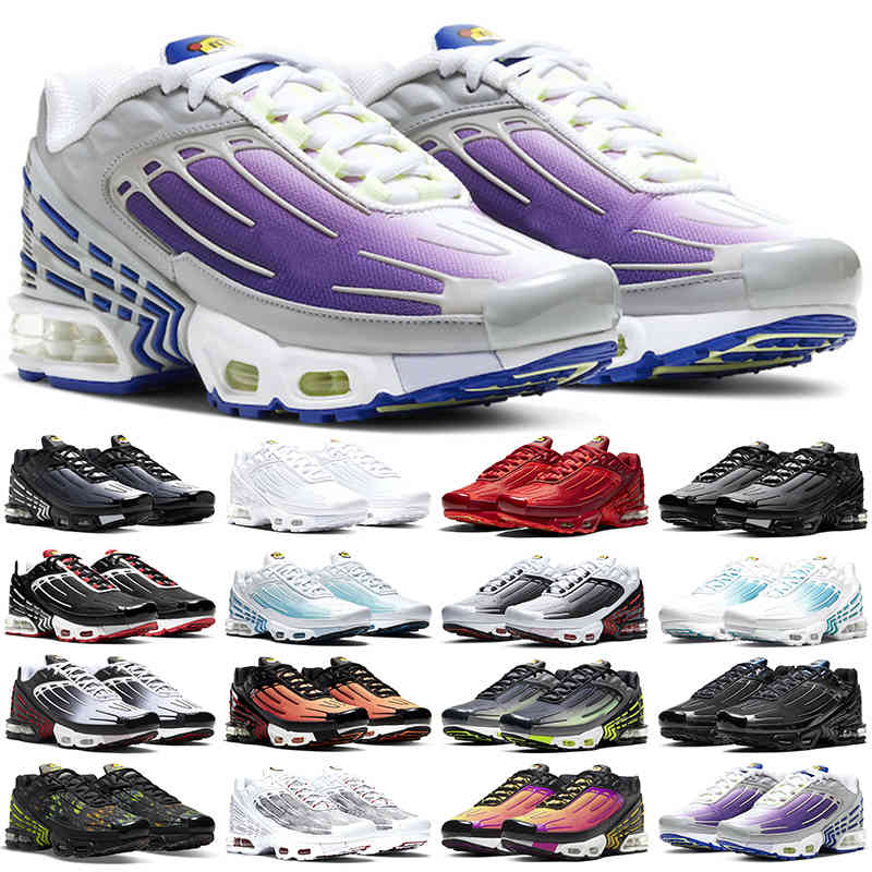 

Tn Plus 3 Running Shoes For Men Women Tuned 3s Triple Black White Aqua Multicolor Mens Sneakers Sports Shoe Size 36-46, #18 black blue 39-46