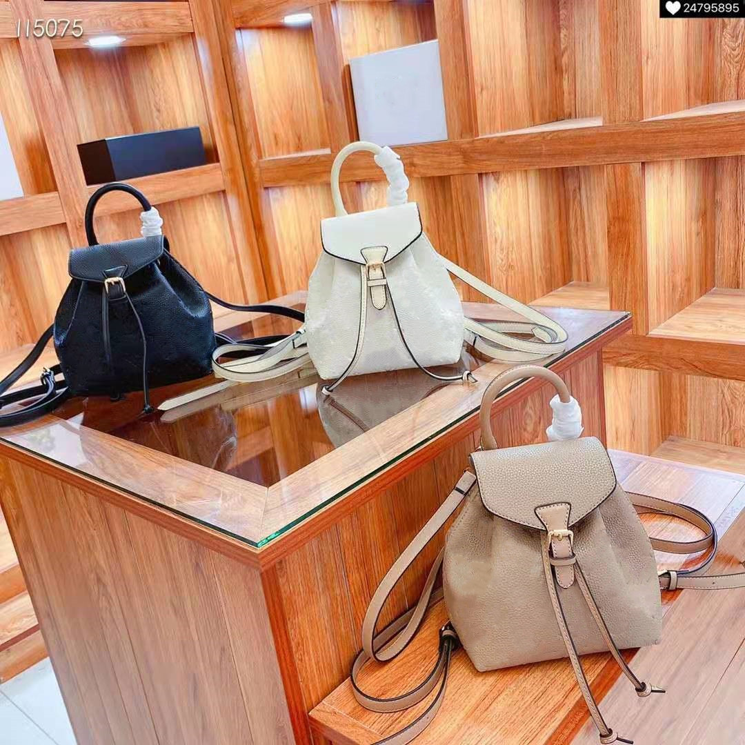 

2021 designer embossed backpack three colors of women's Mini Backpack, Khaki