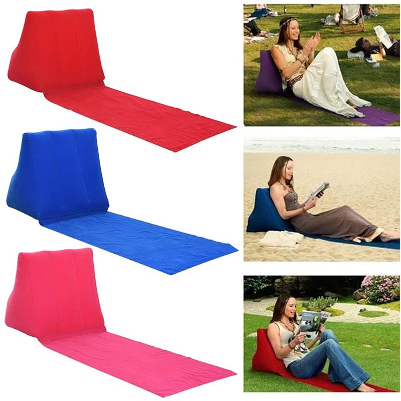 

Outdoor Pads PVC Inflatable Beach Mat Camping Lounger Waterproof Back Pillow Triangle Cushion Chair Seat Air Bed OutdoorTravel Accessories