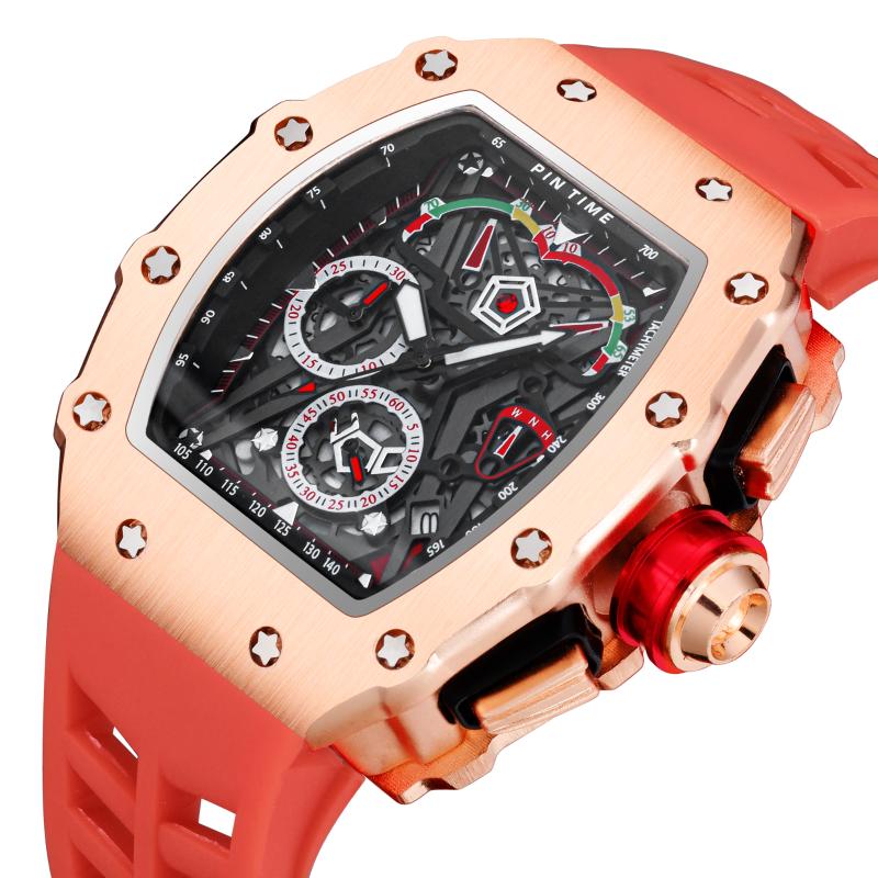 

Wristwatches Classic Luxury Fashion Men Watch All Dial Work Chronograph Function Stopwatch Rubber Strap Quartz, Black