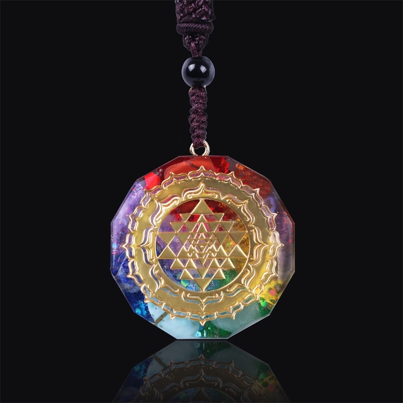 

Orgonite Pendant Sri Yantra Necklace Sacred Geometry Chakra Energy Meditation Jewelry 210721