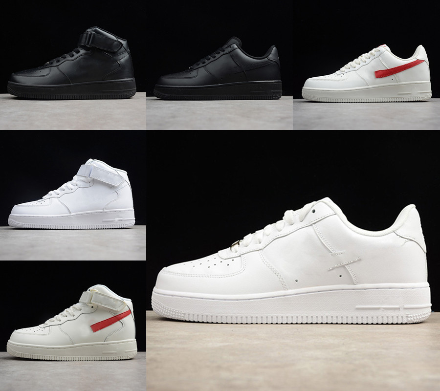 

2021 Designer Outdoor Men Low Skateboard Shoes Forces One Unisex 1 Knit Euro High Women All White Black red Walking trainer US 5.5-12, Original shoe box