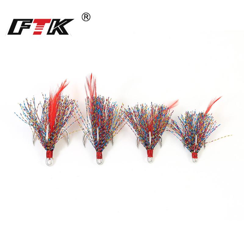 

1#2#4#6# High Carbon Steel Sharp Treble Hooks Hard Lure With Colorful Feather Sea Fishing Treple Hook Tackle