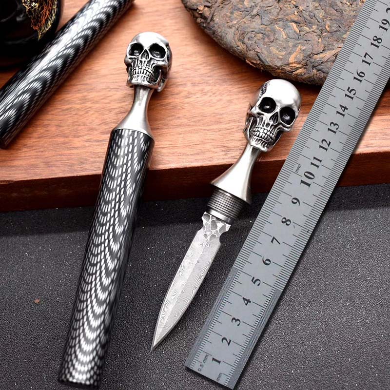 

High quality skull manual tool Damascus blade EDC survival tool fixed blade tea knife UT85 BM42 BM535 BM940 ZT 0456 Micro Scarab troo