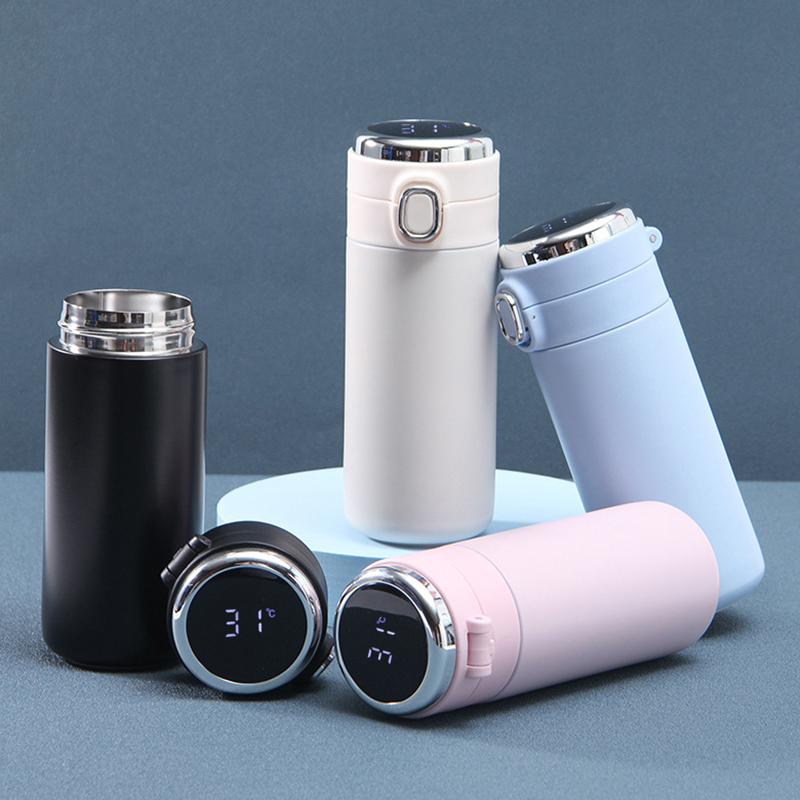 

Smart Kids Stainless Steel Pea Thermos Tumbler Water Bottle Temperature Display Bounce Lid Vacuum Flask Coffee Cup Sublimation Blank Customize LOGO 10/13.5 Oz TE0041, As picture