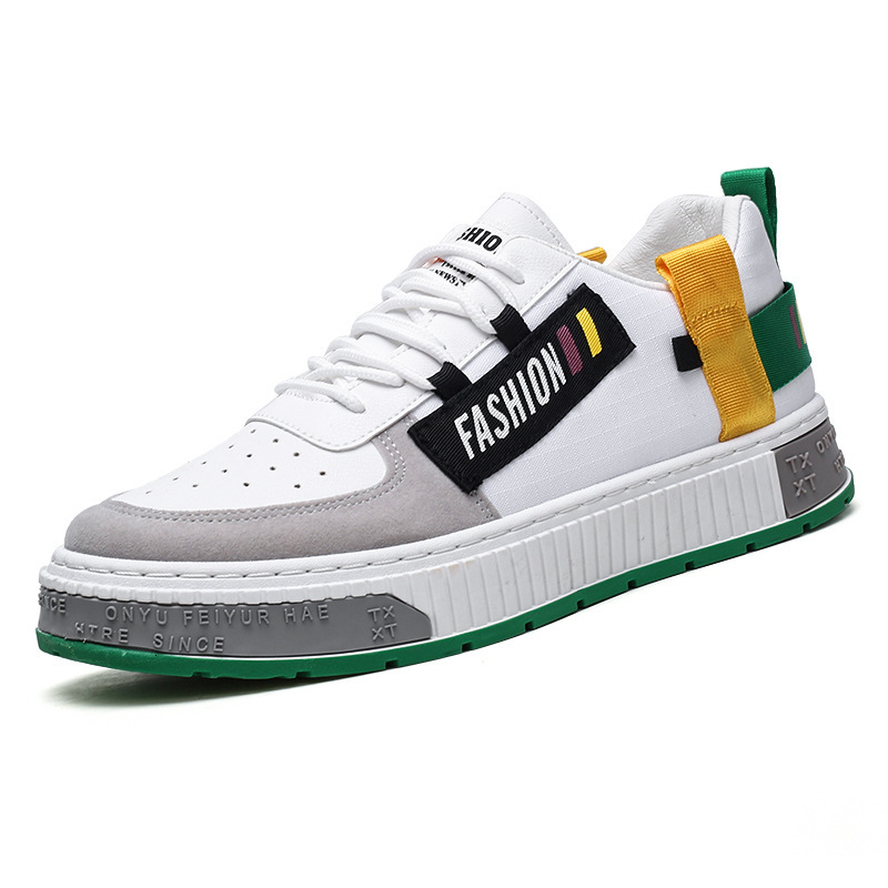 

Dress Shoes Designer White Leather Men High Quality Casual Luxury Brand Lace Up Sneakers Zapatillas Hombre CESE, Green