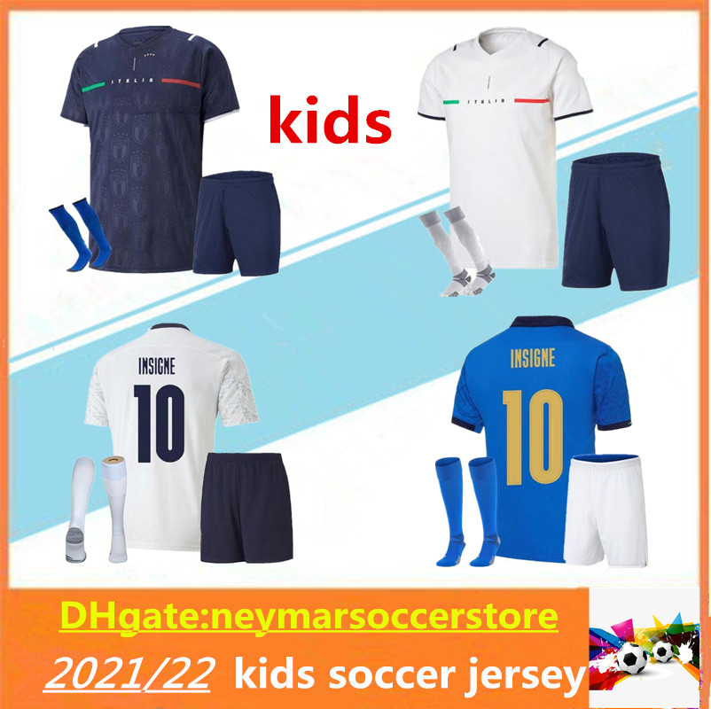 

KIDS 2021 Italia soccer Jersey BARELLA SENSI INSIGNE 20 21 22 Renaissance CHIELLINI ITALY BERNARDESCHI football shirts kit+socks uniforms, Black