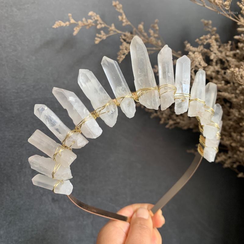 

Hair Clips & Barrettes White Crystal Crown Quartz Headband Wedding Party Dress Up Accessories Wicca Jewelry Gift, Golden;silver