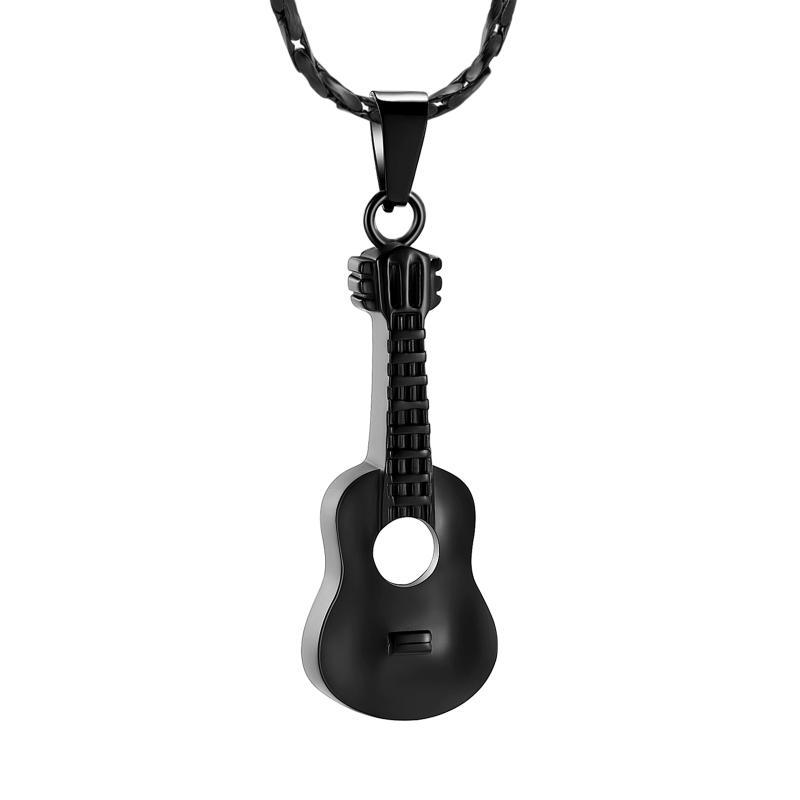 

Chains Guitar Cremation Jewelry Musical Urn Necklaces For Ashes Men Women Stainless Steel Memorial Keepsake, Silver