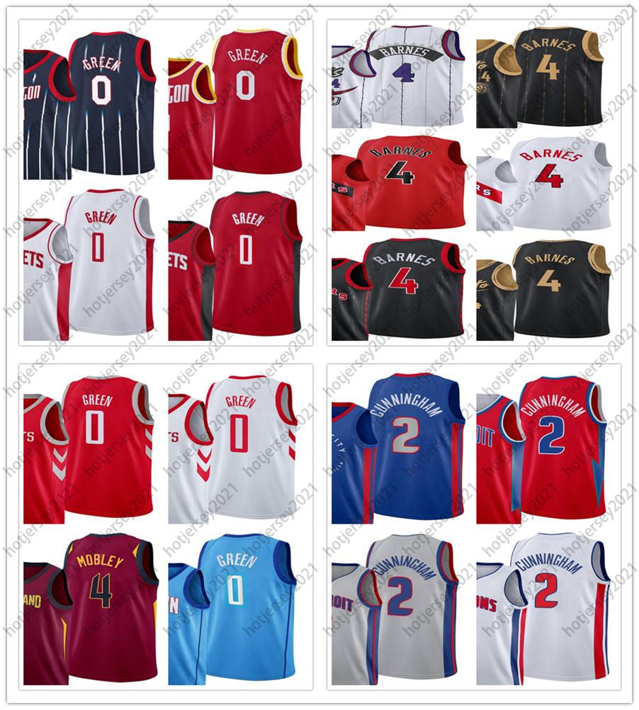 

2021 Draft Pick Basketball Jerseys Cade Cunningham 2 Jalen Green 0 Scottie Barnes 4 Shirts City Black Navy Blue White Grey Red Edition Men W, Black;red