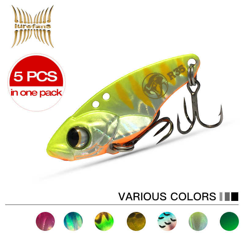 

LUREFANS-SHIZHAN-R35/40/45 Rattlisnake VIB 5pcs 35mm/5g 40mm/7.5g 45mm/10g Artificial Pesca Fishing Baits Metal Catfish Lures 210622