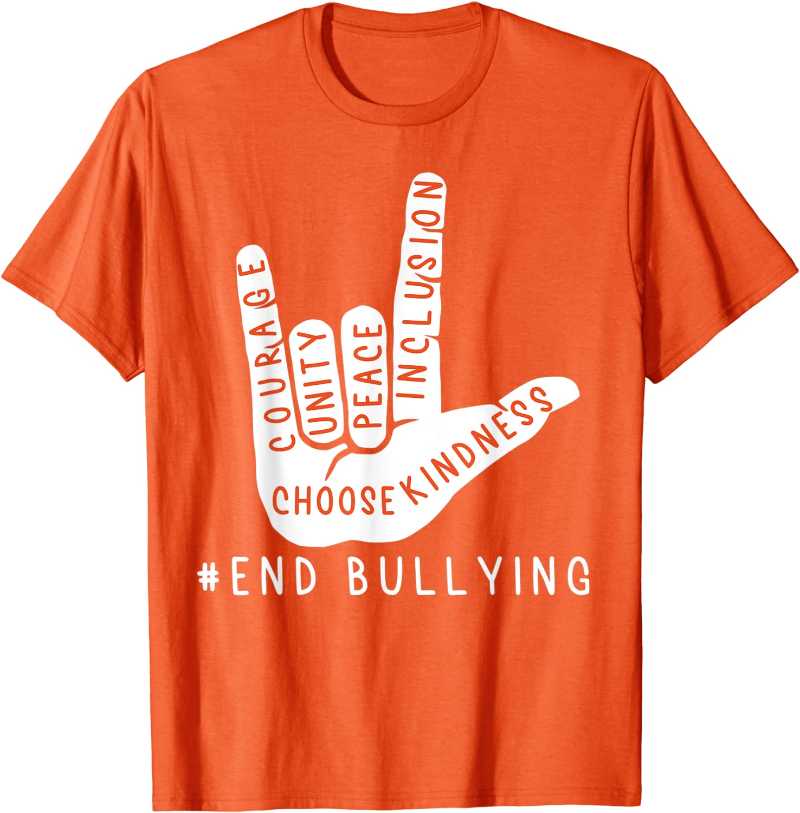 

Women's T-Shirt Unity Day Orange Kids 2021 Anti Bullying Love Sign Language