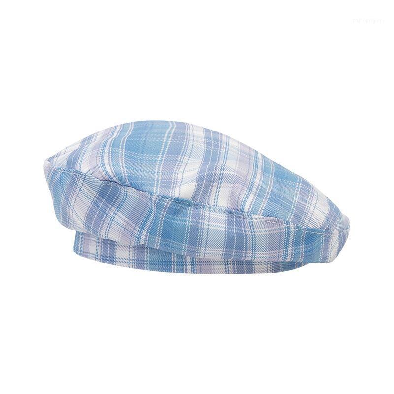 

Korea Ins Tide Online Celebrity With Badge Plaid Beret Female Japanese Joker Pumpkin Hat British Painter Berets, Khaki