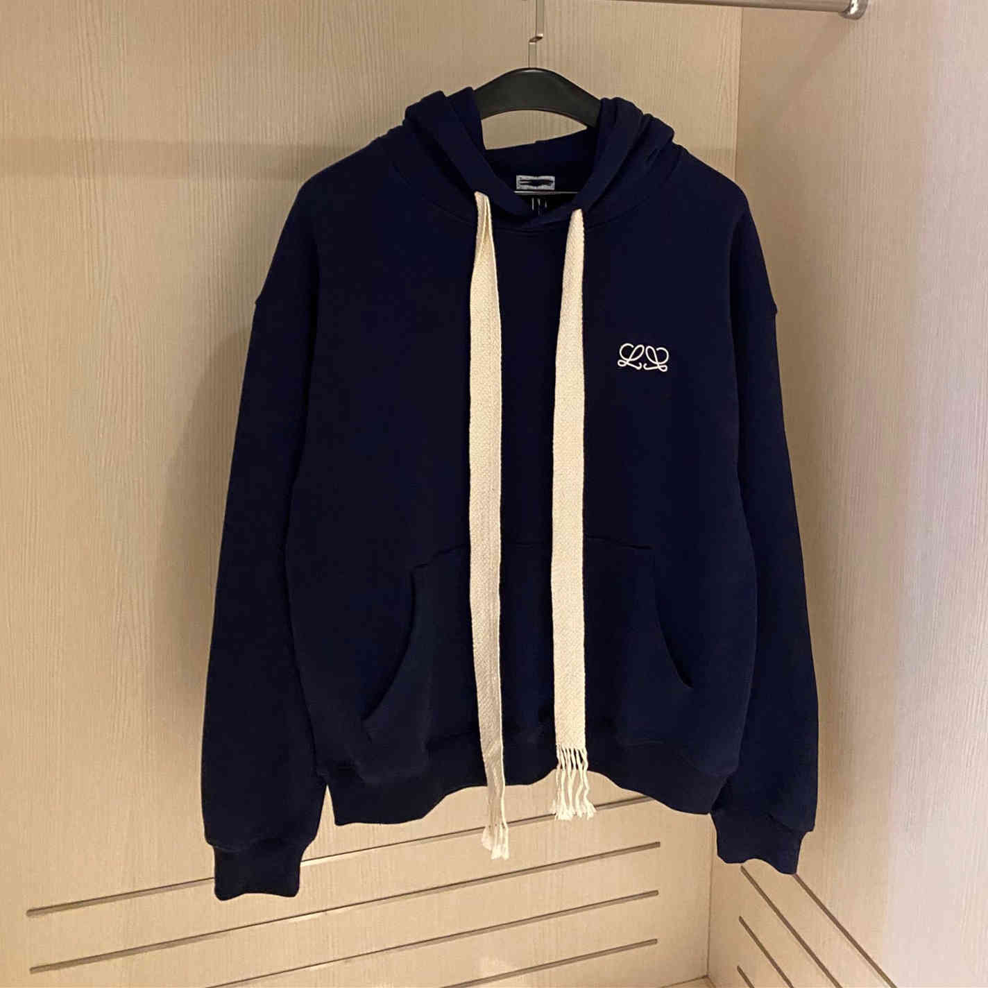 

Chinese knot embroidery ribbon Hoodie women's 2021 autumn new Terry casual loose fashion coat, Navy