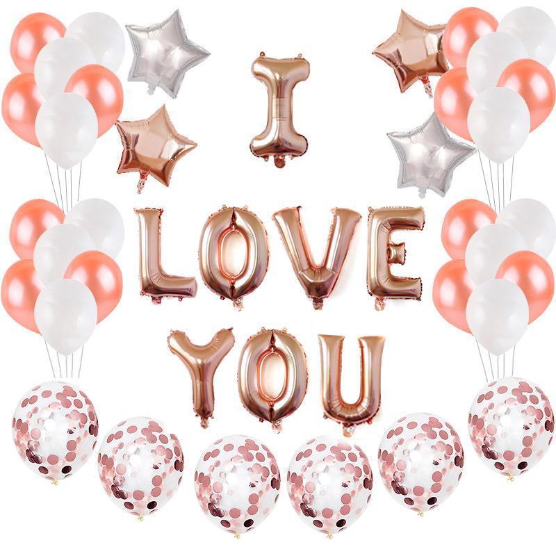

Party Decoration I Love You Balloon Set Rose Gold Letter Valentine's Day Proposal Bachelor Wedding