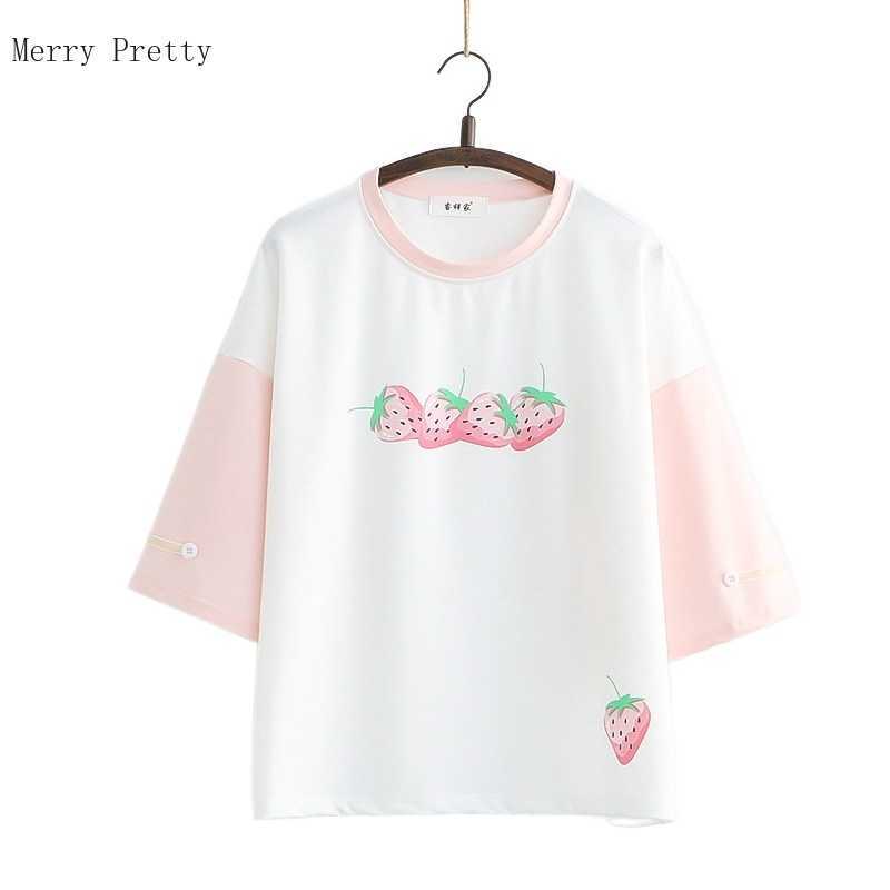 

Harajuku Cartoon Print Cotton T-Shirts Women Clothing Summer Short Sleeve O-neck Korean Ladies Basic High Quality Tops Tees 210526, Pink
