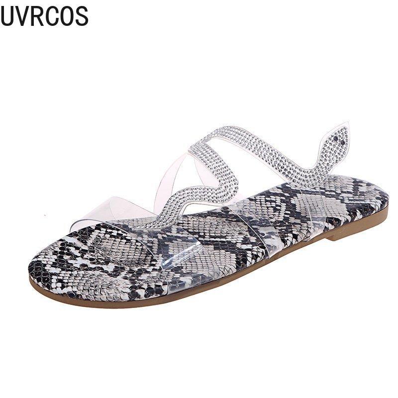 

Fashion Women's Slippers Sweet Vamp Personality Rhinestone Decoration Trend Outdoor Snake Pattern Insole Shoes, Black