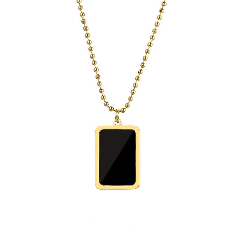 

Pendant Necklaces Ajojewel Black Acrylic Square Necklace Titanium Steel Couple Jewelry Accept Customized Laser Lettering