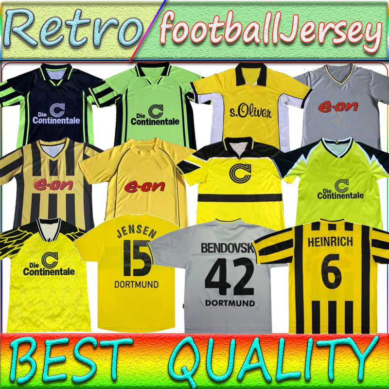 

Borussia Retro dortmund Soccer Jersey 1995 96 97 98 99 2000 01 02 Lewandowski REUS METZELDER DEDE MOLLER AMOROSO ROSICKY BOBIC Classic adult, Black;yellow