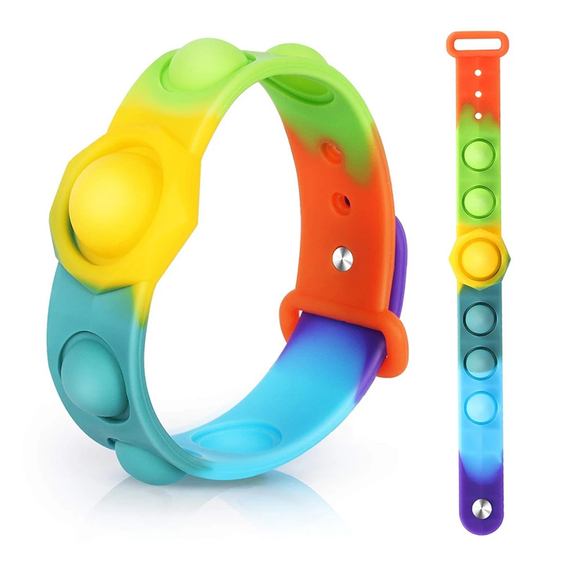 

Portable Press Mini Decompression Toys Fidget Simple Dimple Bracelet Stress Relief Hand Figet Silicone Wristband