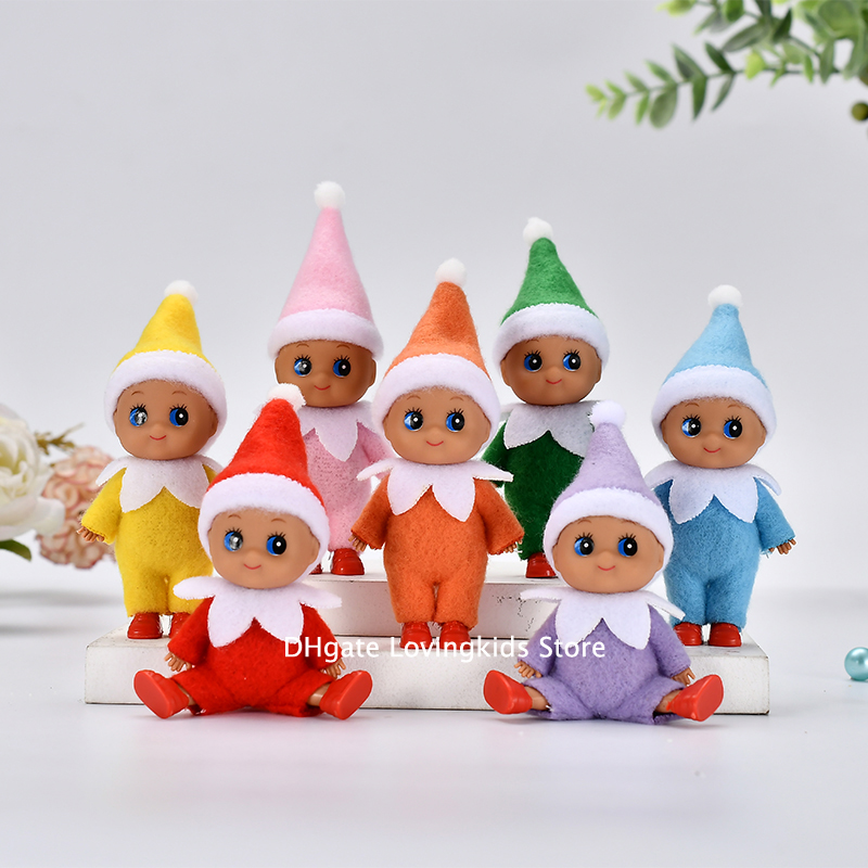 

Free DHL 100 PCS Dark Skin Baby Elf Doll with feet shoes Christmas Baby Elf Dolls with Movable arms and legs Baby Toys Kids Elves