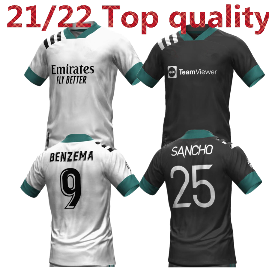 

21 22 EQT third concept soccer jerseys BENZEMA MODRIC BRUNO FERNANDES MARTIAL football, Black
