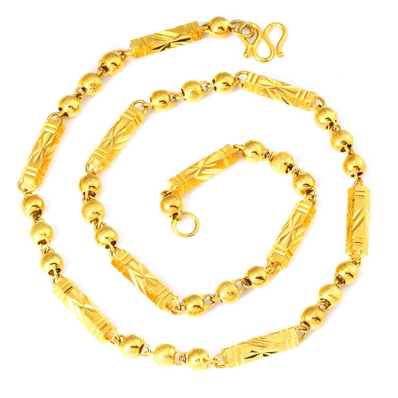 

Chains No Fade Vietnam Alluvial Gold Necklace Trendy Buddha Beads Fashion Accessories 24k Plated Copper Jewelry For Men, Silver