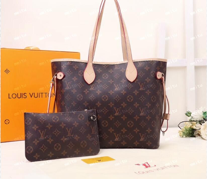 

LV LOUIS 2pcs set classic womens handbags flower ladies composite tote PU clutch shoulder purse with wallet VITTON Bags