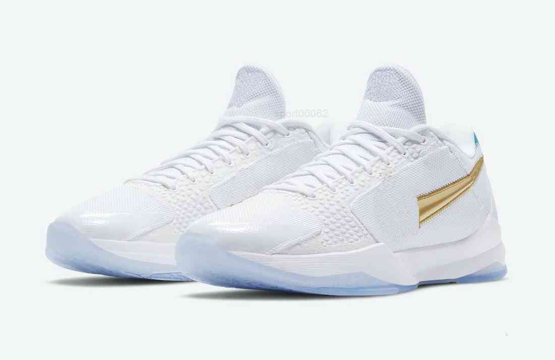 

What If Black Mamba 5 White gold kids for sale With Box platinum shoes store DB5551- US4-US12