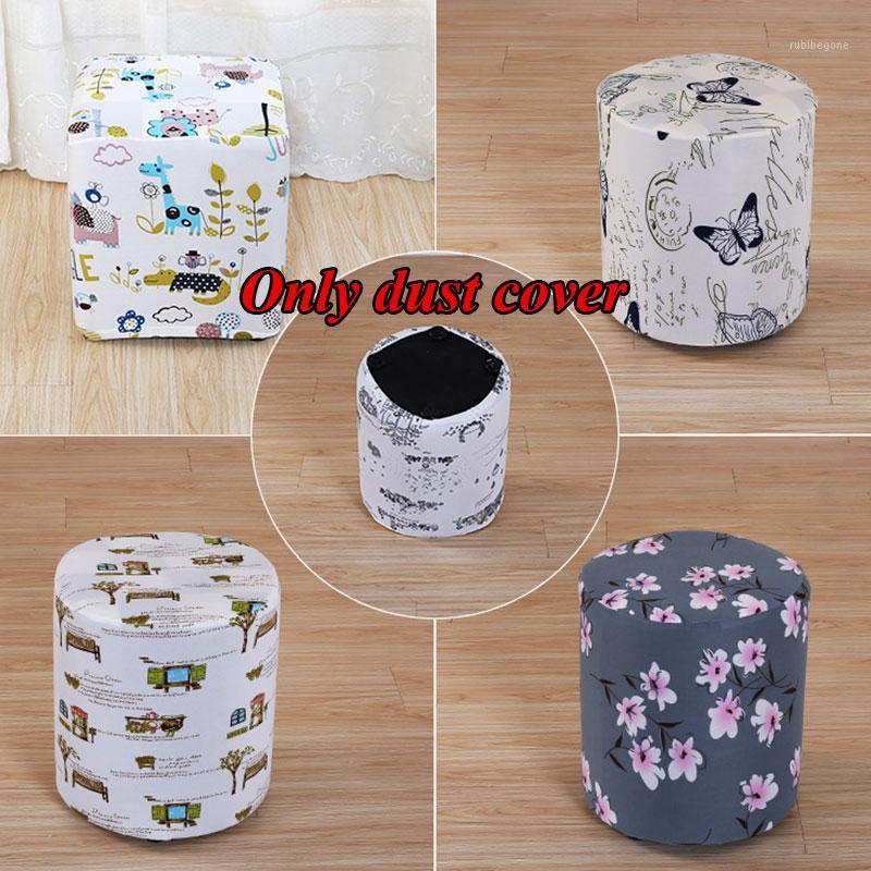 

Chair Covers Elastic Rectangle Household Goods Floral Printed Round Fabric Stool Cover Colorful Footstool Sofa Stretch Dust