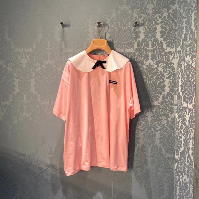 

French niche 2021 spring and summer new baby collar sweet bow top loose and versatile short sleeve T-shirt for women, White