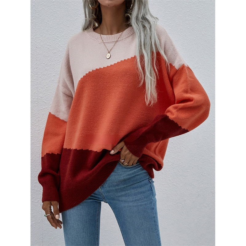 

Women's Pullover Sweater Jumper Knitted Color Block Stylish Casual Soft Long Sleeve Sweater Cardigans Crew Neck Fall Winter Blushing, White;black