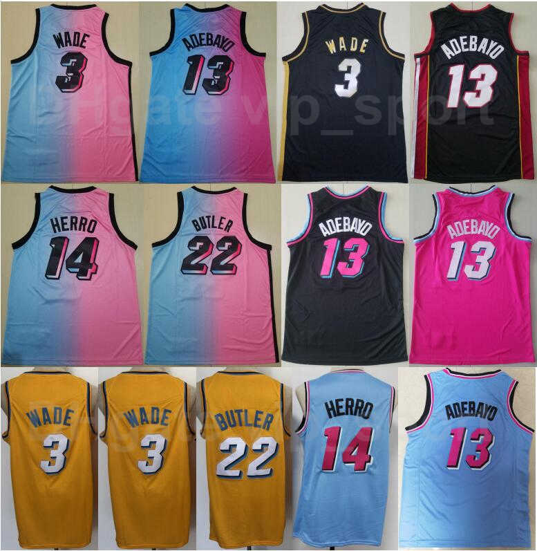 

Men Basketball City Earned Edition Tyler Herro Jersey 14 Bam Ado 13 Jimmy Butler 22 Dwyane Wade 3 Team All Stitched Good Quality