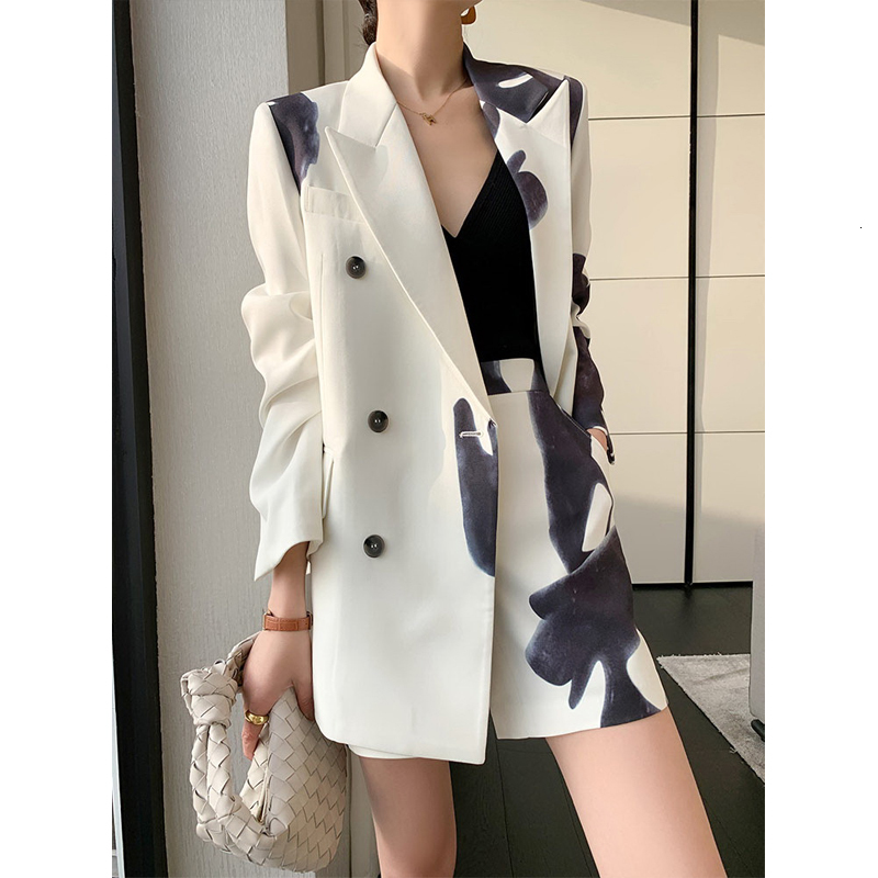 

Women's Tracksuits Female blazer suits and matching shorts double breasted sleeve long tie dye jacket sets ol'office set MK8D, 1# shoe box