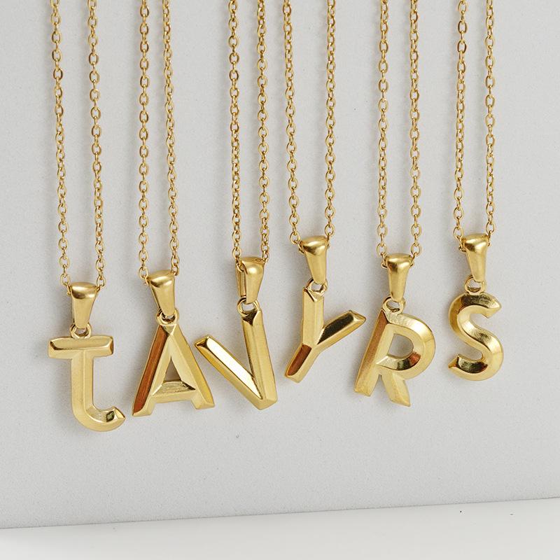 

Pendant Necklaces ZJ Wholesale Minimal Solid A-Z Initials Necklace Stainless Steel Tarnish Free Letter Choker Street Style Fashion Jewelry, Silver