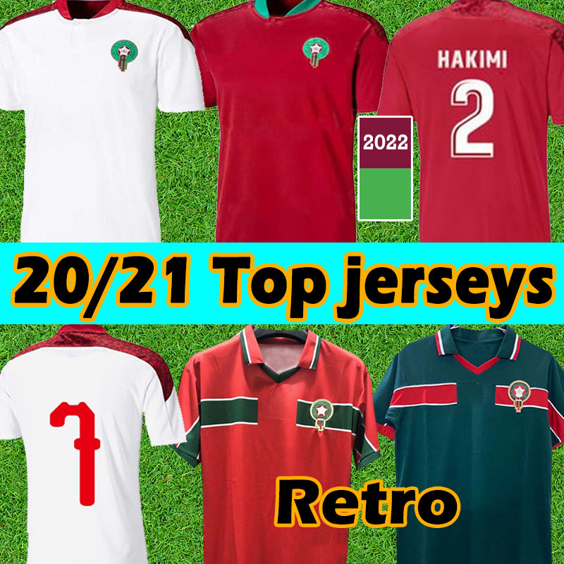 

2021 Morocco soccer jerseys retro home away 1998 maillot de foot Africa HAKIMI Ziyech Boufal FAJR Munir Ait Bennasser HADJI ABRAMI Amrabat football shirts Thai, Bali