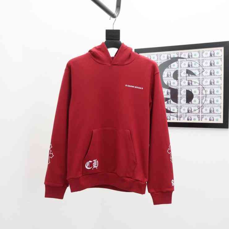 

Chrome Trendy Hearts 2021ss Ch Crogao Street Inspection Burn Arm Cross Printed Loose Long Sleeve Hoodie, Red