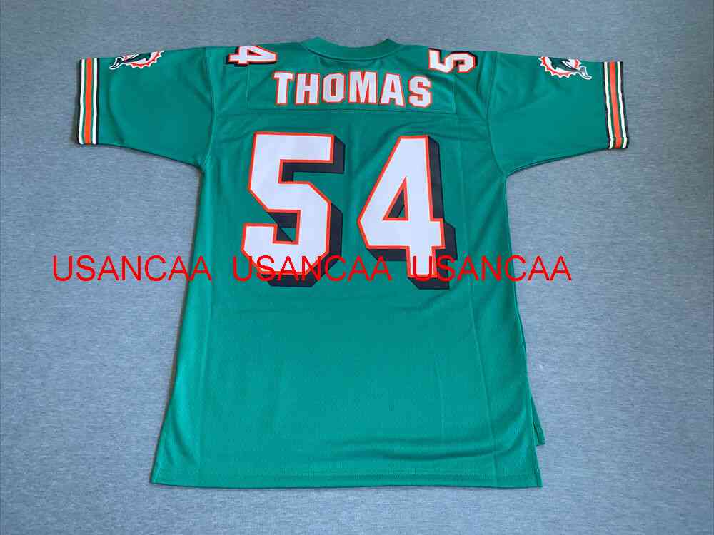 

Men Women Youth Mitchell & Ness 2006 Zach Thomas #54 TEAL Jersey Stitched Jerseys -5XL 6XL