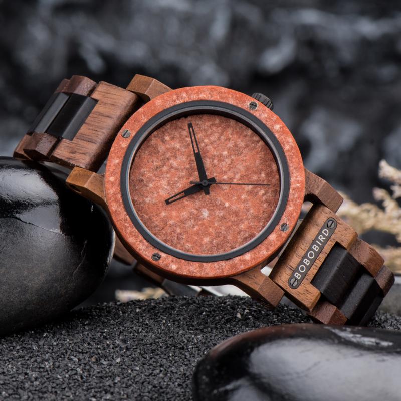 

Wristwatches BOBO BIRD Design Marble Wood Watch Men Top Quartz Timepiece Male Christmas Gifts Drop, Gt089-1