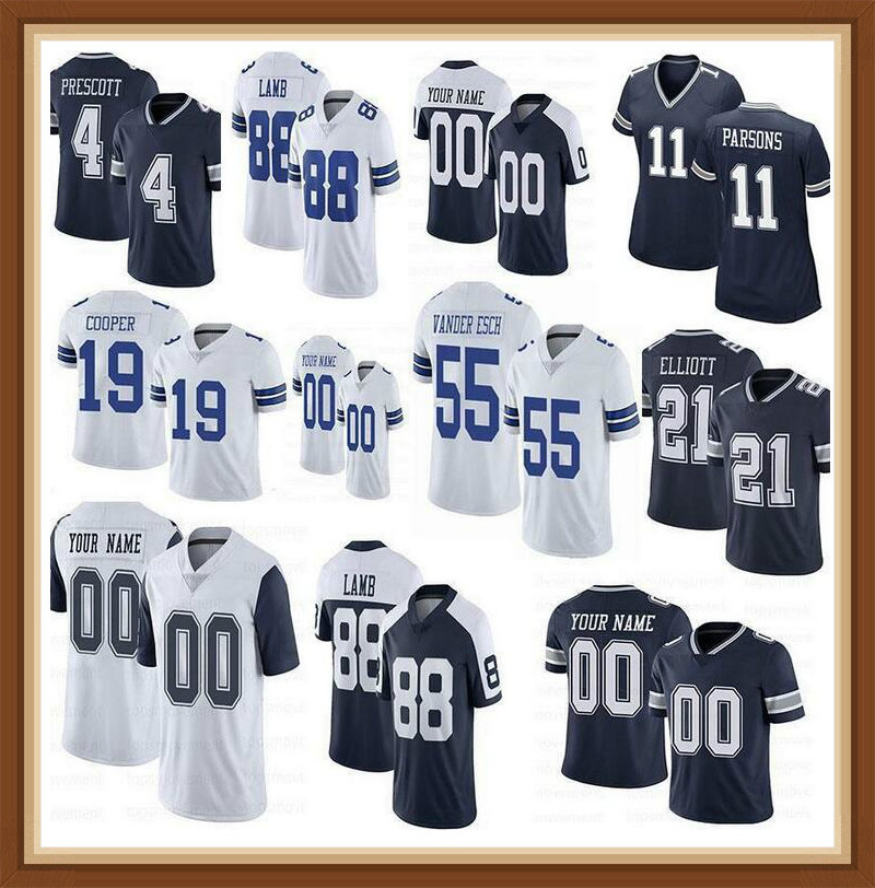 

11 Micah Parsons 88 CeeDee Lamb 21 Ezekiel Elliott Custom Football Jerseys 4 Dak Prescott 19 Amari Cooper 55 Leighton Vander Esch 54 Jaylon, Black;red