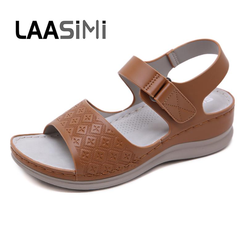 

Sandals LAASIMI 2021 Brand Summer Women's Versatile Breathable Fashion Casual Shoes Gladiator Rome Platform Large Size, Black