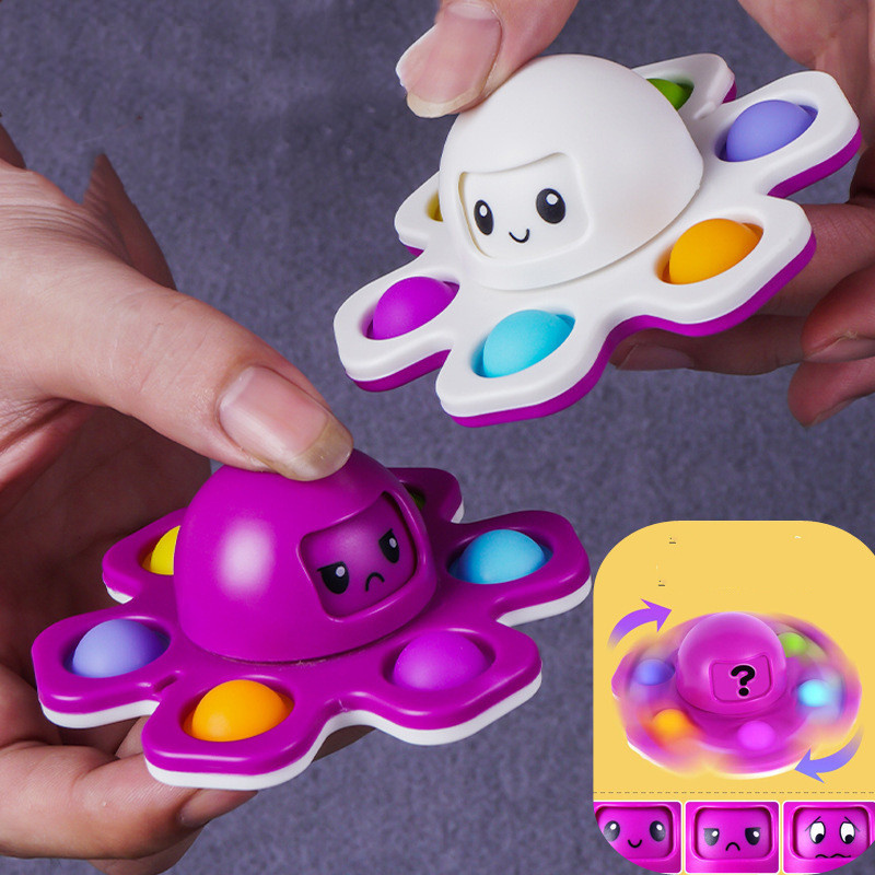 

Party Favor Design Autism Stress Relief Silicone Interactive Flip Octopus Change Faces Spinner Push Bubble Fidget Toy for Spinners