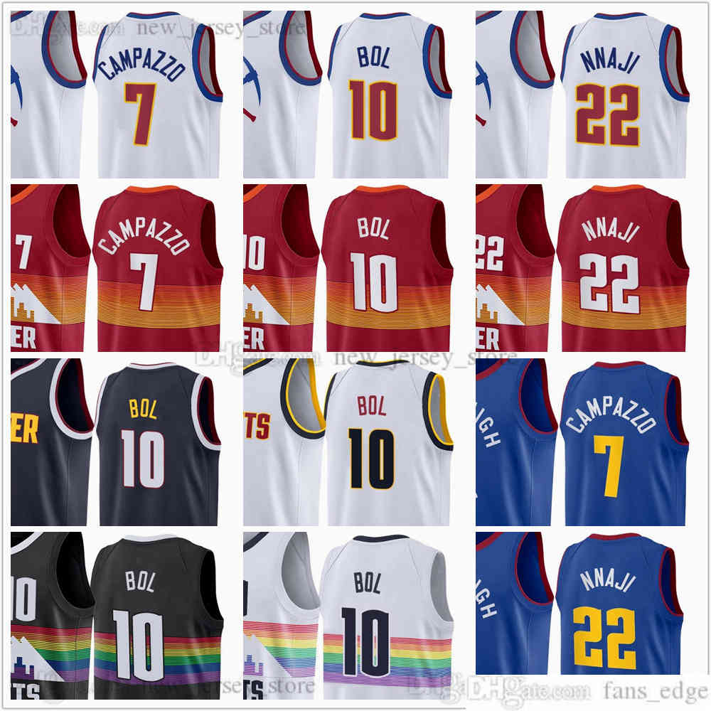 

Top Quality Printed Basketball 10 Bol Bol Jerseys Custom 2021 News White City 7 Facundo Campazzo 22 Zeke Nnaji Black Red Blue Yellow Jersey