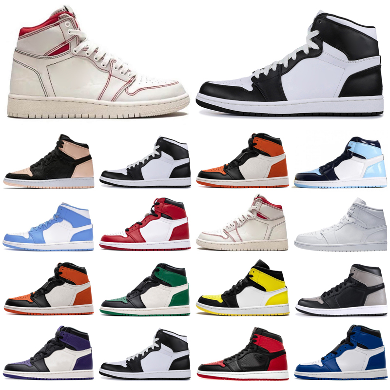 

2021 Arrival jumpman 1 Obsidian UNC Lucky Green 1s Mens Shoes Dark Mocha University Blue Twist Women Sneaker Trainers Size 36-47, Color 25