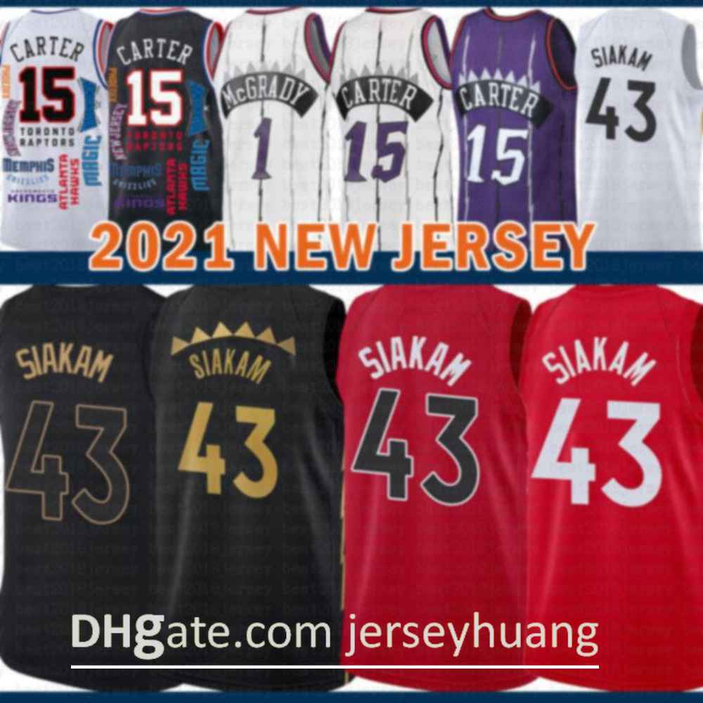 

2021 New Vince 15 Carter Basketball Jersey Pascal 43 Siakam Mens Kyle 7 Lowry Mesh Retro Tracy 1 McGrady Youth Kids Marcus 21 Camby Brown, Black;red