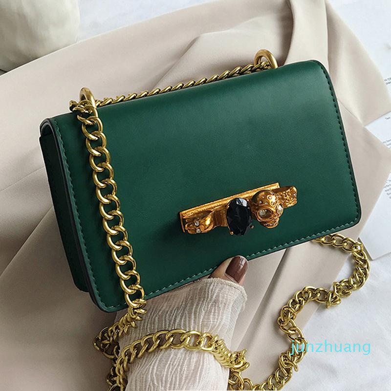 

HBP Women's Fashion Skull Chain Shoulder Messenger Bags Small Square Exquisite Leather Crossbody For Summer, Red