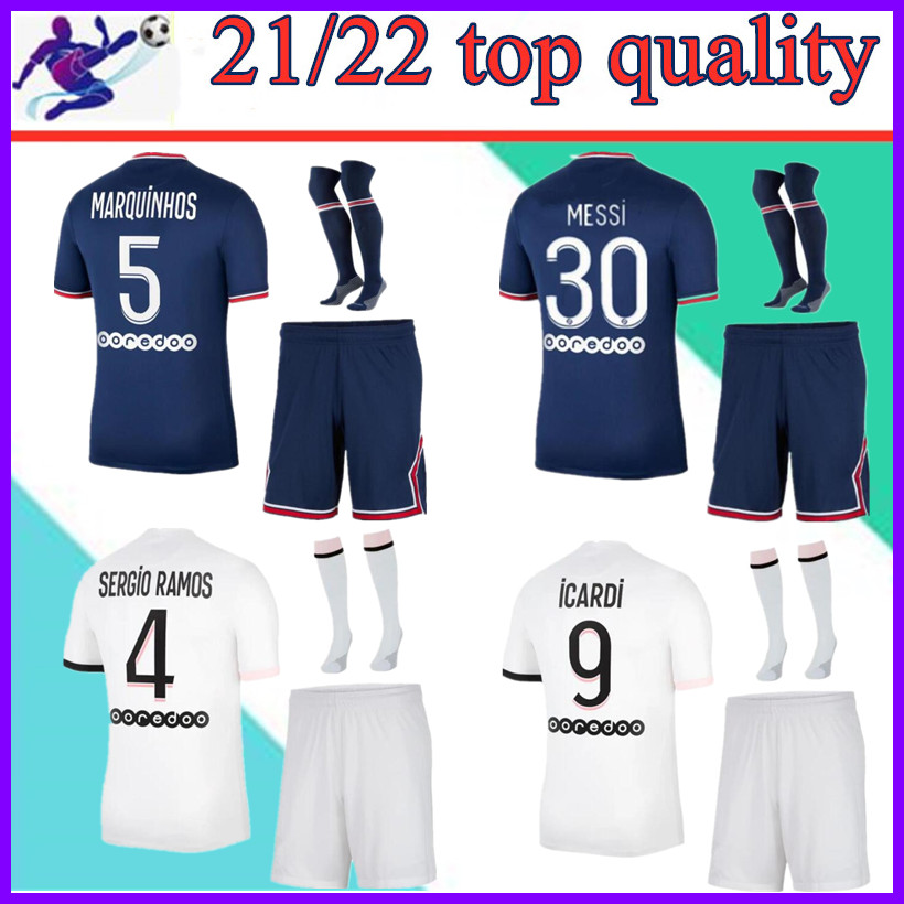 

Adults and kids soccer Jersey MBAPPE MARQUINHOS sets 2021 22 ICARDI NEYMAR shirt JR MESSI HAKIMI SERGIO RAMOS maillots de football kits uniform
