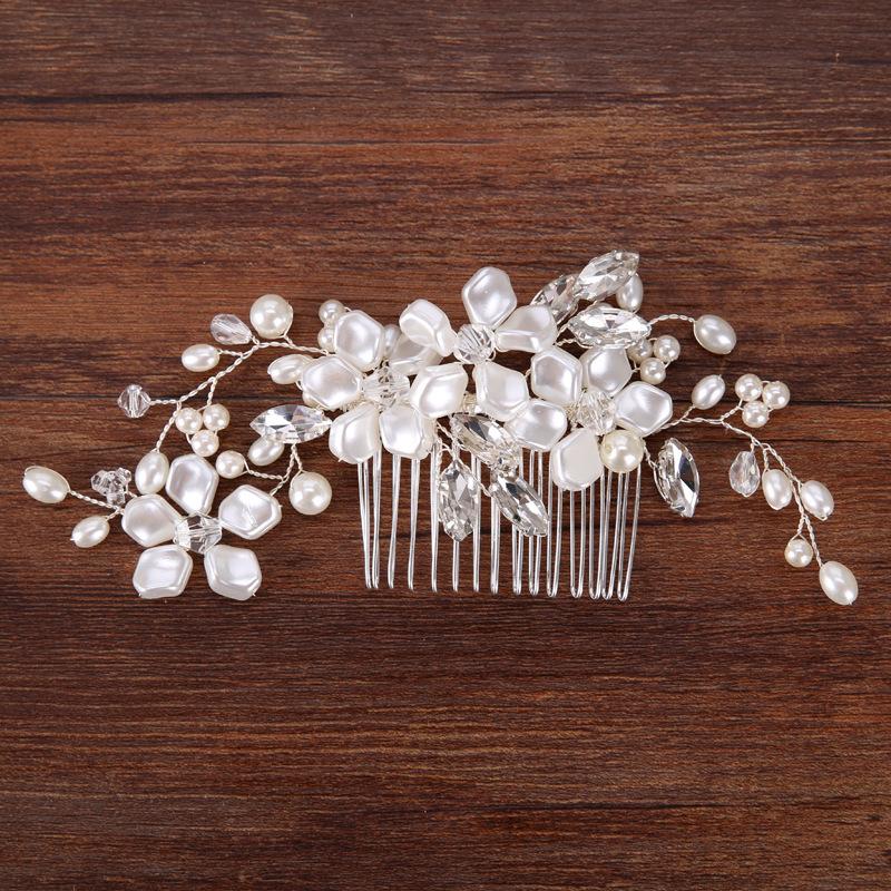 

Hair Clips & Barrettes Accessories Crystal Pearl Vine Flower Light Alloy Wild Bride Bridesmaid Headdress Comb Rhinestone Accessories., Golden;silver